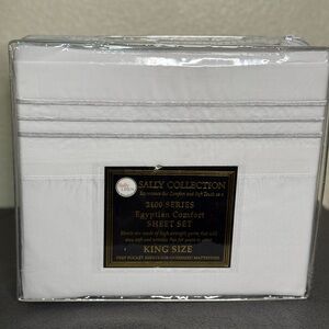 New king size 4PCS sheet set deep pocket bedding white color